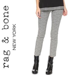 Rag & Bone Simone Cropped Slim Pants Leopard Print Black White
